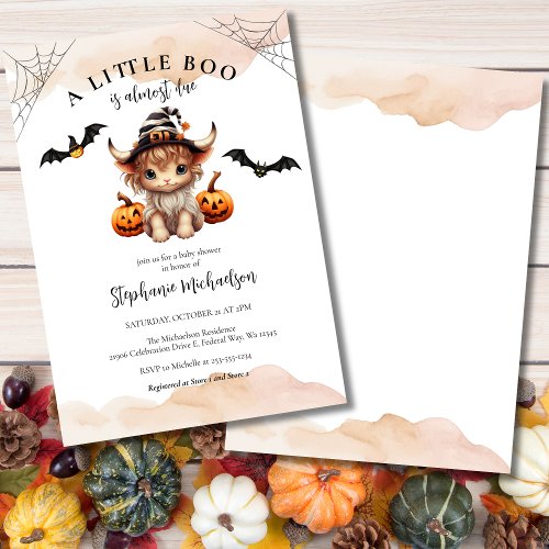 Halloween Pumpkin Cow Little Boo Baby Shower Invitation