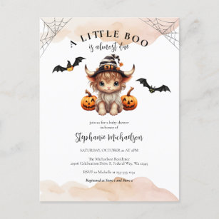 Halloween Pumpkin Cow Little Boo Baby Shower Postcard