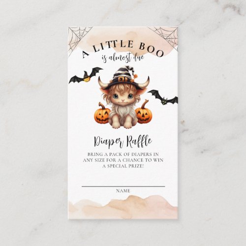Halloween Pumpkin Cow Little Boo Diaper Raffle Enclosure Card