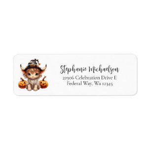Halloween Pumpkin Cow Return Address Label