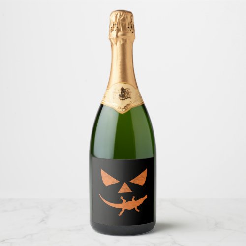 Halloween pumpkin crocodile costume sparkling wine label