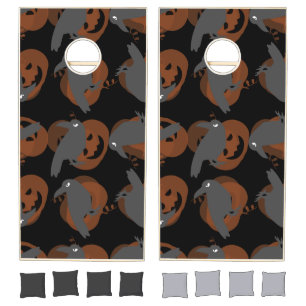 halloween pumpkin crows birds cornhole set