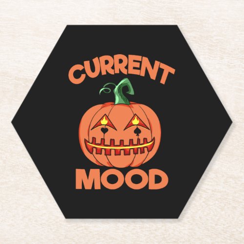 Halloween Pumpkin Current Mood Happy Paper Coaster