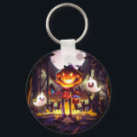 Halloween Pumpkin Cute Ghosts Moon Scary Forest Keychain<br><div class="desc">Halloween Pumpkin Cute Ghosts Moon Scary Forest Keychain features a cute pumpkin head and ghosts going on a trick or treat through a spooky forest. Perfect for your Halloween party. Designed by ©Evco Holidays www.zazzle.com/store/evcoholidays</div>