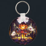 Halloween Pumpkin Cute Ghosts Moon Scary Forest Keychain<br><div class="desc">Halloween Pumpkin Cute Ghosts Moon Scary Forest Keychain features a cute pumpkin head and ghosts going on a trick or treat through a spooky forest. Perfect for your Halloween party. Designed by ©Evco Holidays www.zazzle.com/store/evcoholidays</div>