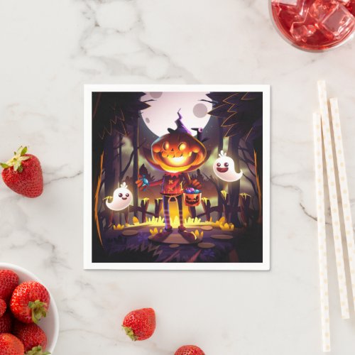 Halloween Pumpkin Cute Ghosts Moon Scary Forest Napkins