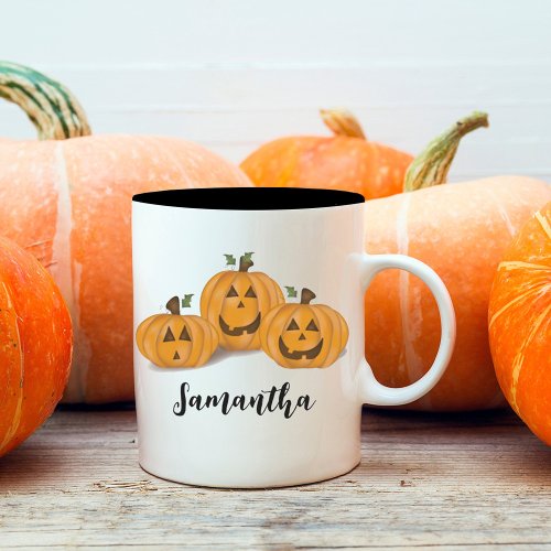 Halloween Pumpkin Cute Jack Olanterns Funny Two_Tone Coffee Mug