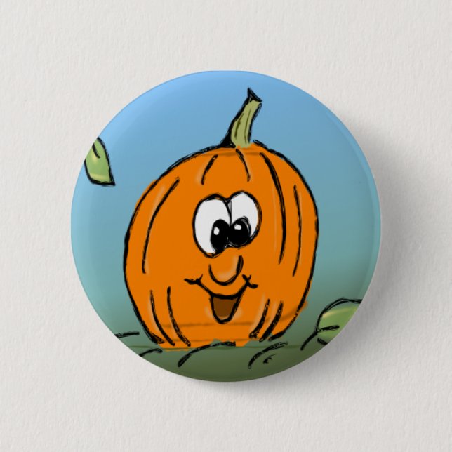 Halloween Pumpkin Cute Smiling Friendly  Pinback Button (Front)