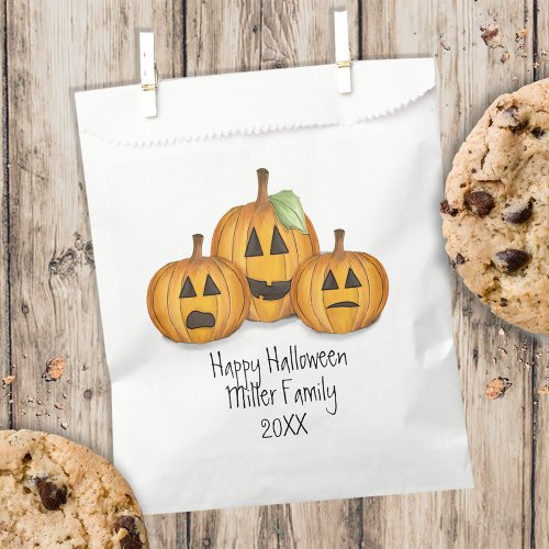 Halloween Pumpkin Cute Whimsical Jack O Lantern Favor Bag