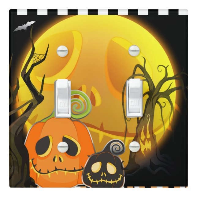 Halloween Pumpkin Cute Whimsical Light Switch Cover (In Situ)
