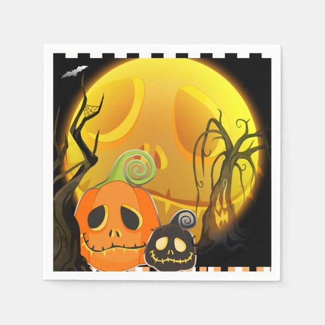 Halloween Pumpkin Cute Whimsical Party Paper Napkins (Front)