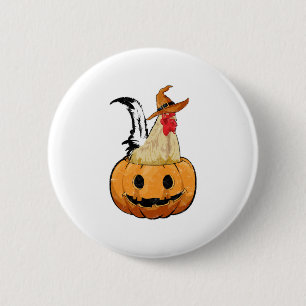 Halloween Pumpkin Cute Witch Chicken Button