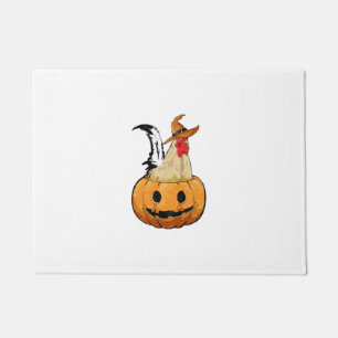 Halloween Pumpkin Cute Witch Chicken Doormat