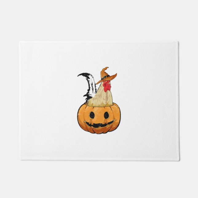 Halloween Pumpkin Cute Witch Chicken Doormat (Front)