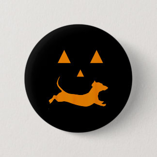 Halloween Pumpkin Dachshund Jack-o-lantern Costum Button