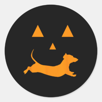 Halloween Pumpkin Dachshund Jack-o-lantern Costum Classic Round Sticker