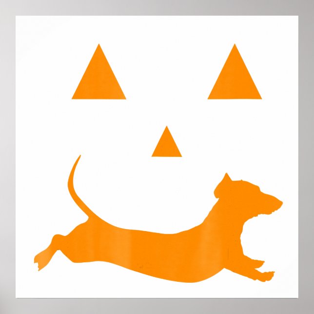 Halloween Pumpkin Dachshund Jack-O-Lantern  Costum Poster (Front)