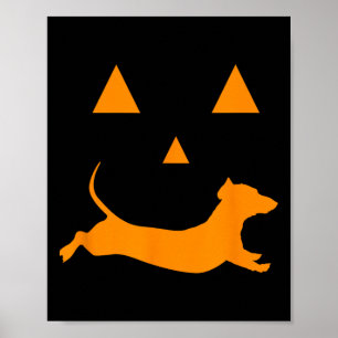 Halloween Pumpkin Dachshund Jack-o-lantern Costum Poster