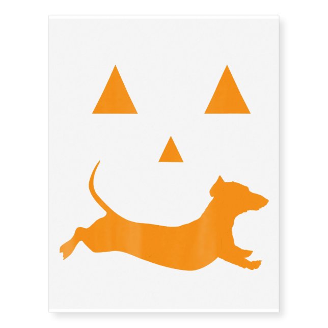 Halloween Pumpkin Dachshund Jack-O-Lantern  Costum Temporary Tattoos (Front)