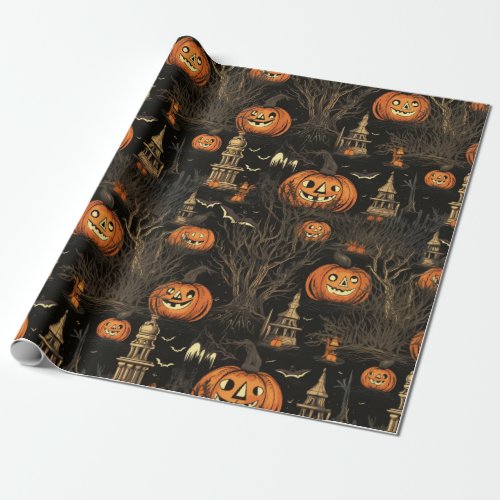 Halloween Pumpkin Dark Wrapping Paper