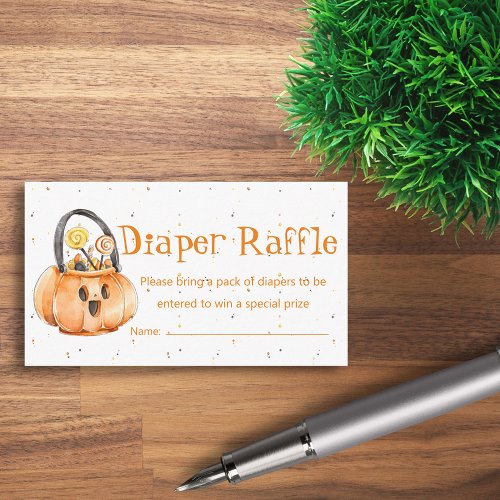  halloween pumpkin diaper raffle  baby shower   enclosure card