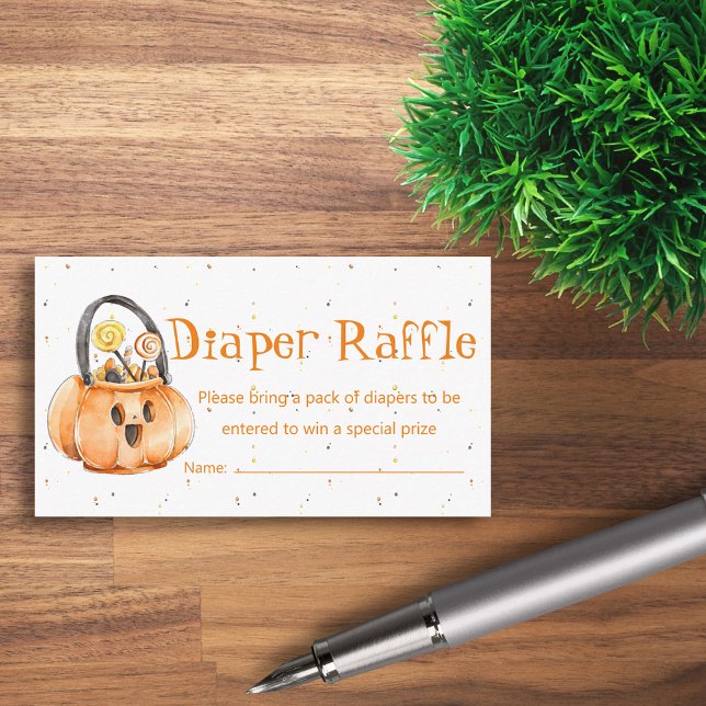  halloween pumpkin diaper raffle  baby shower   enclosure card (Creator Uploaded)