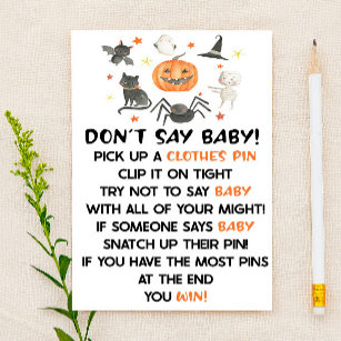 Halloween Pumpkin Don't Say Baby Shower Game Stationery