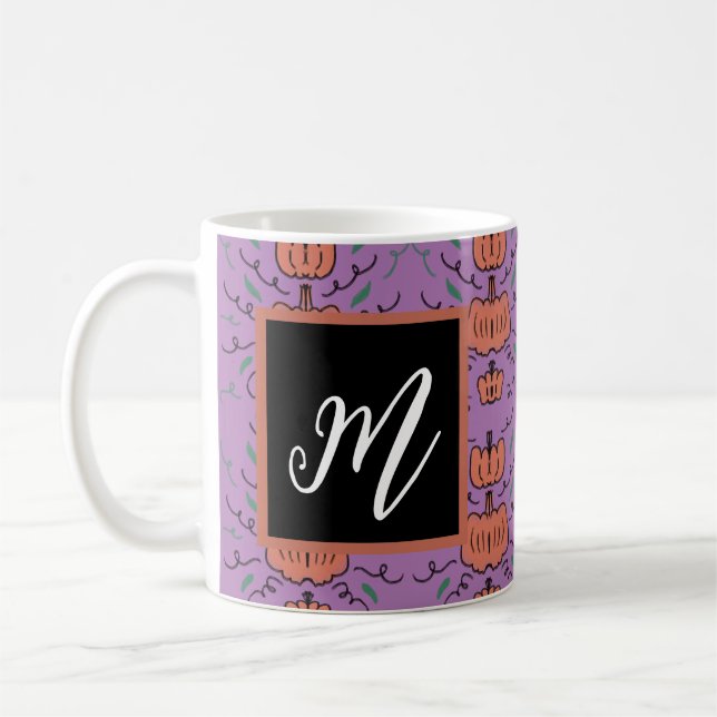 Halloween Pumpkin Doodle Seamless Pattern    Coffee Mug (Left)
