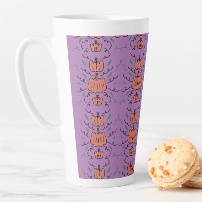 Halloween Pumpkin Doodle Seamless Pattern    Latte Mug (In Situ)