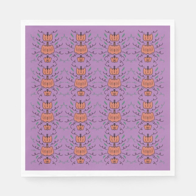 Halloween Pumpkin Doodle Seamless Pattern     Napkins (Front)