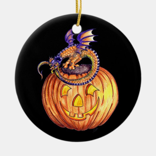 Halloween Pumpkin Dragon ornament (Front)