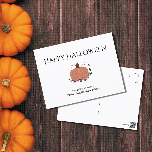 Halloween Pumpkin Drawing Cute Typography  Holiday Postcard (Creator Uploaded)