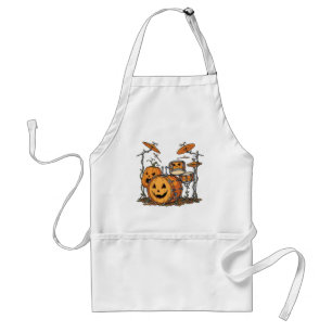 Halloween Pumpkin Drum Set Adult Apron