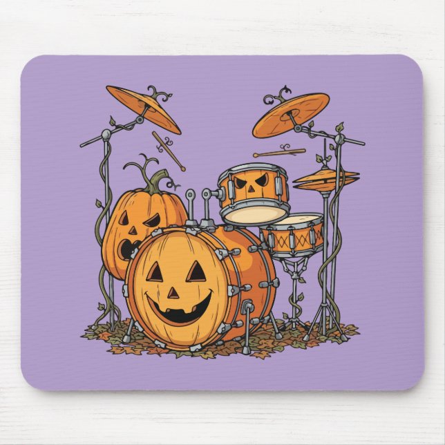Halloween Pumpkin Drum Set Mouse Pad (Front)