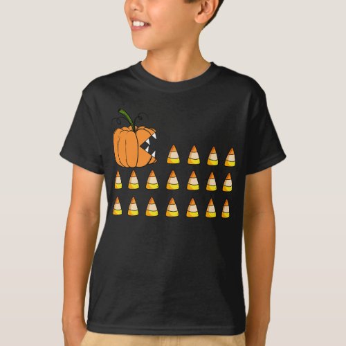 Halloween Pumpkin Eating Candy Corn T_Shirt