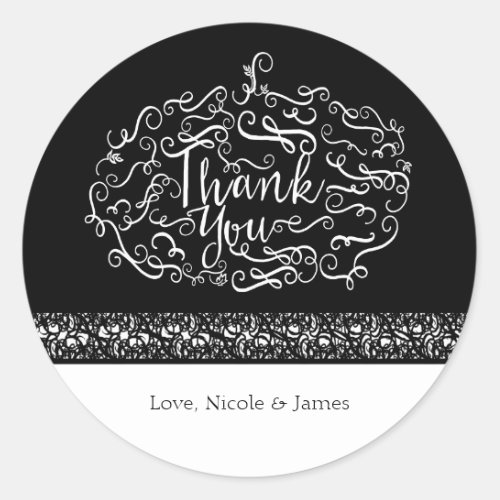 Halloween Pumpkin Elegant THANK YOU Party Favor Classic Round Sticker