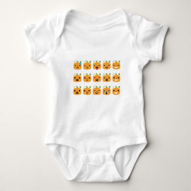 halloween pumpkin emojis baby bodysuit (Front)