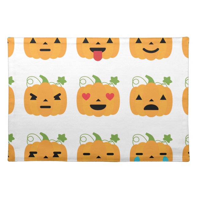 halloween pumpkin emojis cloth placemat (Front)
