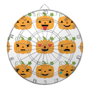 halloween pumpkin emojis dartboard with darts