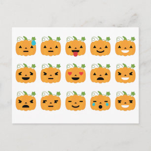 halloween pumpkin emojis postcard
