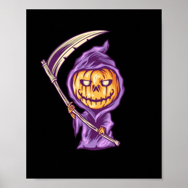 halloween pumpkin evil illustration poster (Front)