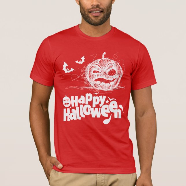 Halloween Pumpkin Face For Men Costume T-Shirt (Front)
