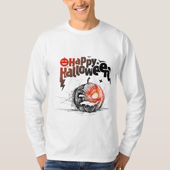 Halloween Pumpkin Face For Men Costume  T-Shirt (Front)