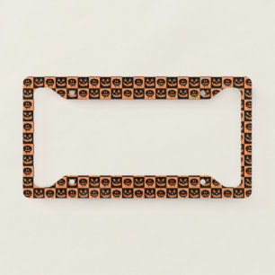 Halloween Pumpkin Face Ghost Spooky Pattern License Plate Frame