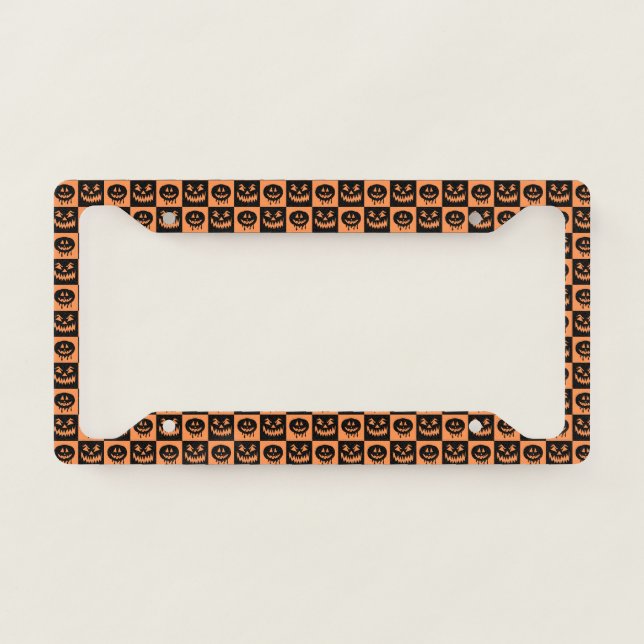 Halloween Pumpkin Face Ghost Spooky Pattern License Plate Frame (Front)
