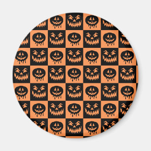 Halloween Pumpkin Face Ghost Spooky Pattern Magnet