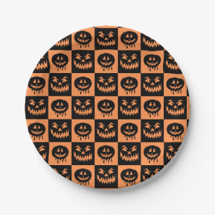 Halloween Pumpkin Face Ghost Spooky Pattern Paper Plates