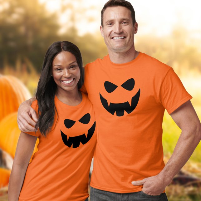 Halloween Pumpkin Face Jack O Lantern T-Shirt (Boo! A fun pumpkin face shirt for your Halloween shenanigans. Bring it out every year!)