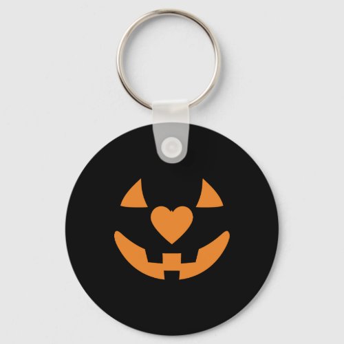 Halloween Pumpkin Face Orange Heart Nose Keychain