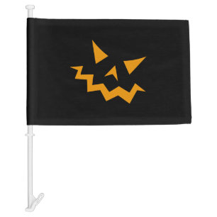Halloween Pumpkin Face - Orange Horror Car Flag